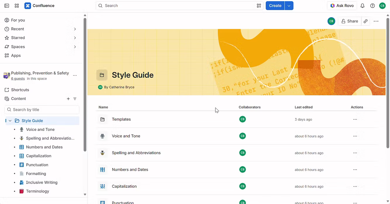 Canadian Red Cross style guide in Confluence