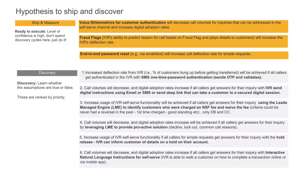 Hypotheses to ship and discover