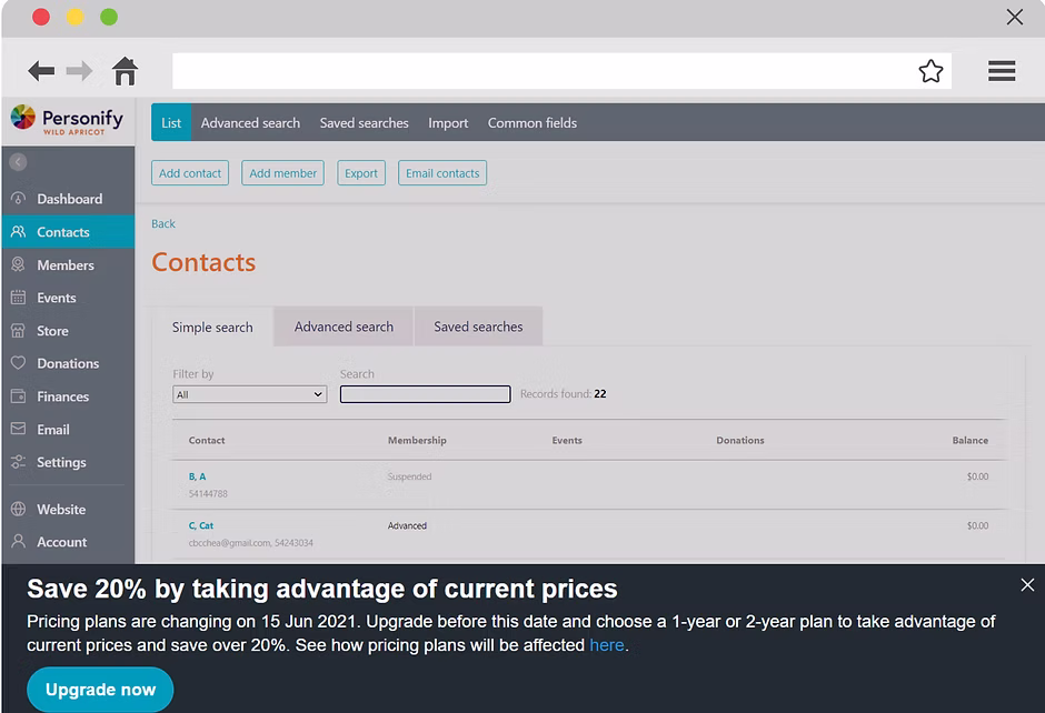 In-product banner encouraging free accounts to upgrade at current prices