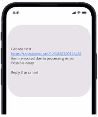 Phone showing the original terse tracking message